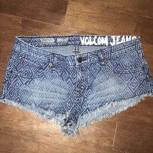 Volcom tribal print denim shorts